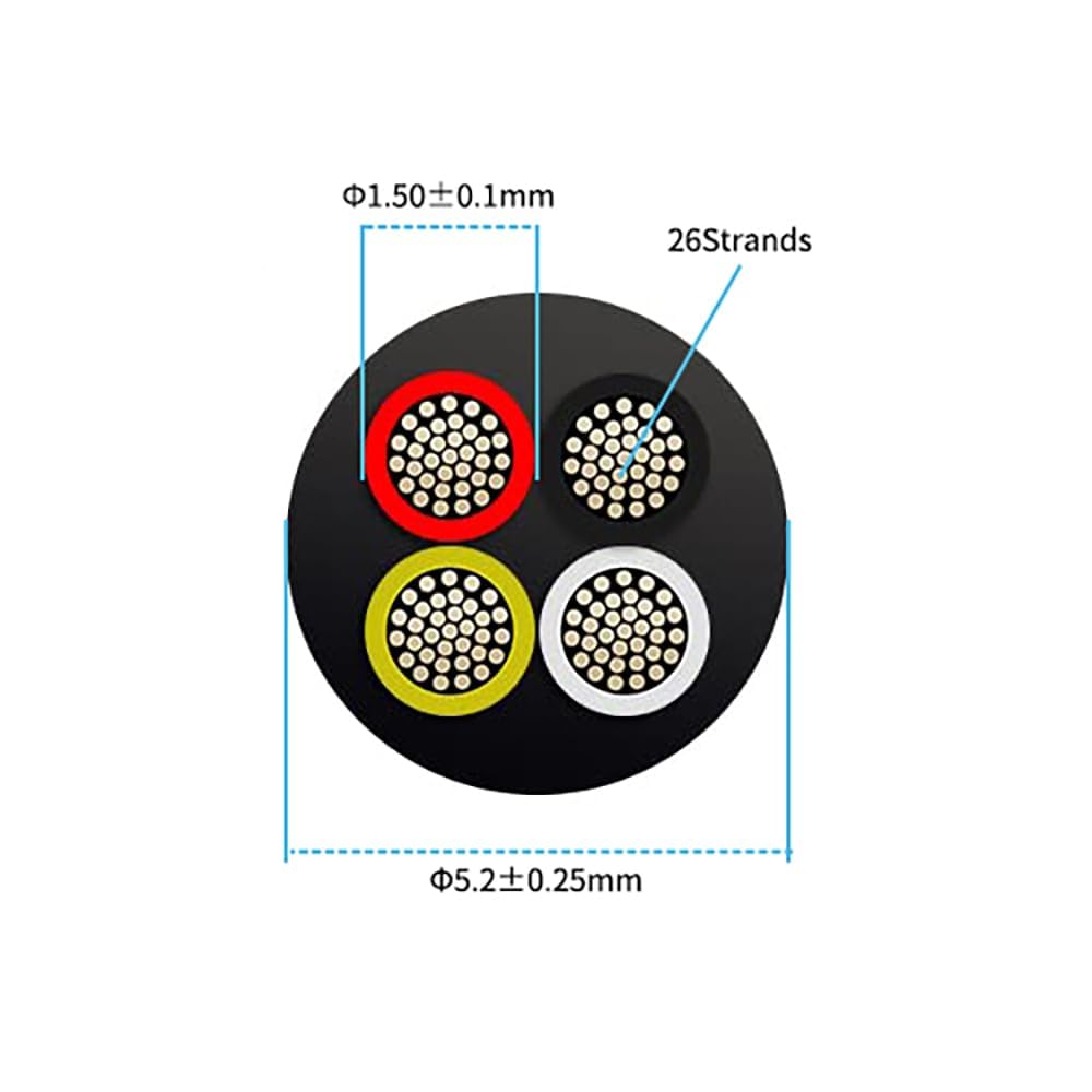 Cable eléctrico de 20 AWG, 4 x 0,5 mm², 4 núcleos, 12 V, 24 V, 100 pies/30 m, calibre 20, 4 conductores, cable trenzado de cobre estañado de PVC, cables dobles para iluminación LED, cable al aire