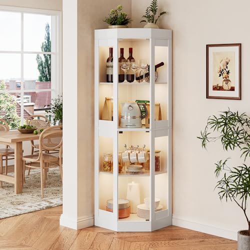 SVEYLXA Vitrina esquinera de cristal de 178...