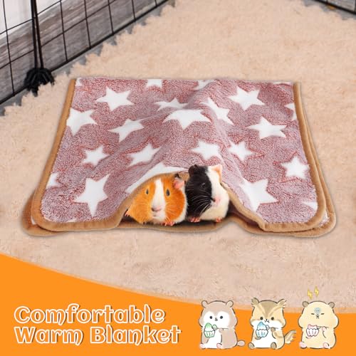 Guinea Pig Blanket, 2 Pack Warm Soft Coral Fleece Small Animal Blankets Washable Pet Cage Liners Sleep Mat Pad Cover for Rabbit Hamster Dog Cat Ferret Chinchilla Hedgehog Bedding, 24" x 16" - Image 4