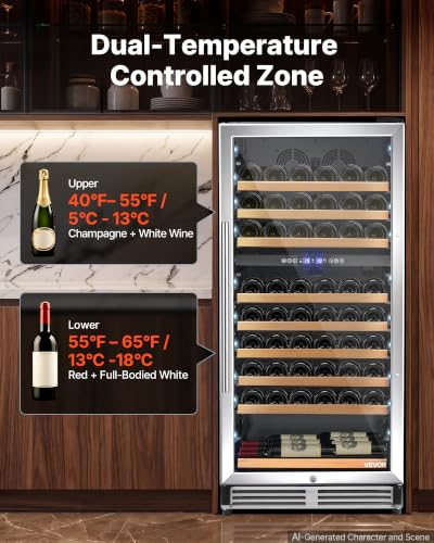 Image of VEVOR 24 inch Wine Fridge 90-Bottle Wine Cooler Refrigerator for Home Bar