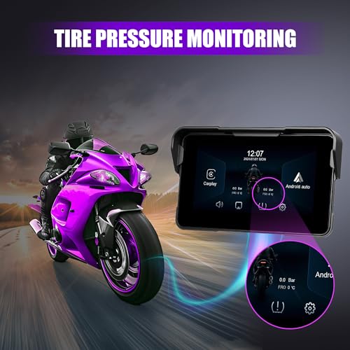 Image of Rimoody 5 Inch Motorcycle Carplay Screen with Wireless Carplay Android Auto for Car, Bluetooth, GPS Navigation, EQ, IP67 Waterproof Touchscreen, Mirror Link, Voice Control