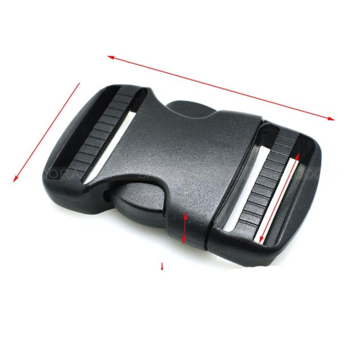 10 mm 25 mm 32 mm 50 mm Herrajes de plástico Hebillas de liberación lateral ajustables dobles Molle Tatical Mochila Cinturón Bolsa Piezas Correa Correas-50pcs, tamaño de las correas 38 mm