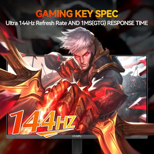 Image of CUNPU 32 Inch 4k Gaming Monitor, 144Hz UHD Fast IPS Panel, 1ms GTG, sRGB 120%,10 Bit, Gsync & FreeSync, Support Xbox PS5 4k 120Hz VRR ALLM, HDMI 2.1,DP 1.4, Height /Vertical Adjustment