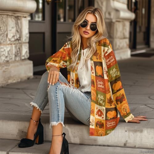 Image of Forchrinse Red Ladybug Cardigan for Women Causal Long Sleeve Open Front Cardigans Sweater Fashion 2024 Fall Coat with Pockets