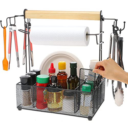 Grill Bbq Caddy - Divider Removable Utensil Condiment Organizer With Paper Towel Holder, Outdoor Patio Kitchen Tailgating Picnic Camping Yard Outside Cooking Supplies Storage #TOP7