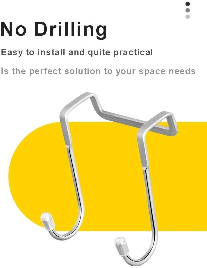 JIALTO® 2 PCS Over The Door Drawer Cabinet Hook, S.S 304 Stainless Steel Double S-Shaped Holder Hanger, Heavy Duty Free Punching Door Back Hanging Clothes Organizer (Silver) - Image 8 thumbnail