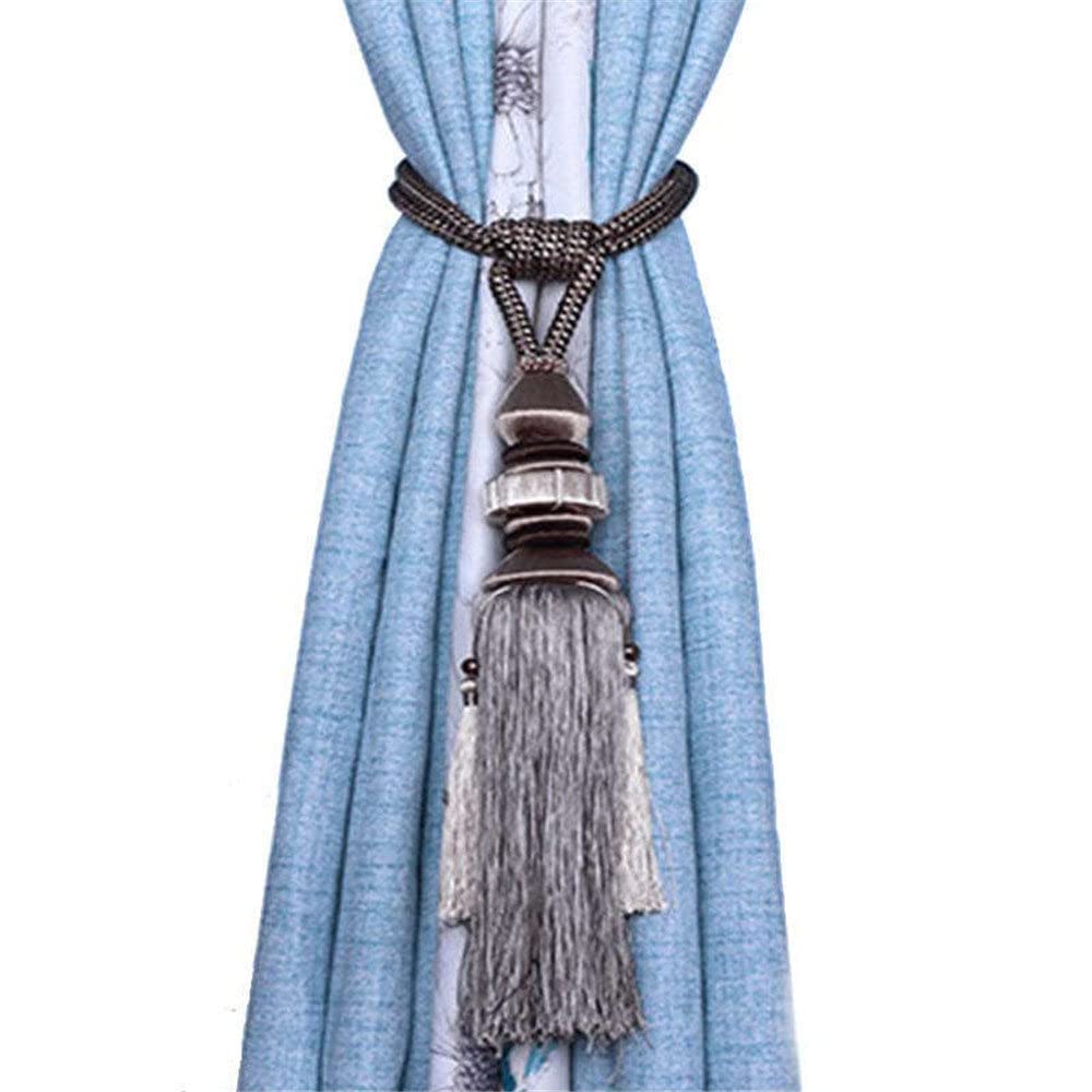 2 alzapaños trenzados para cortinas, elegantes alzapaños de borla para cortinas, alzapaños dorados para decoración del hogar