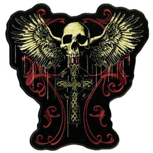 PPA4037 Flying Skull Gothic Cross Patch (30,5 cm Breite x 30,5 cm Höhe)