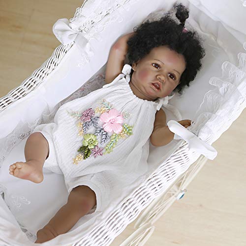 56CM Realistic Reborn Doll African American Baby Newborn Doll Soft Full Body Silicone100% Hand-Made Collectibles Waterproof Washable Kids Toy – Bild 5