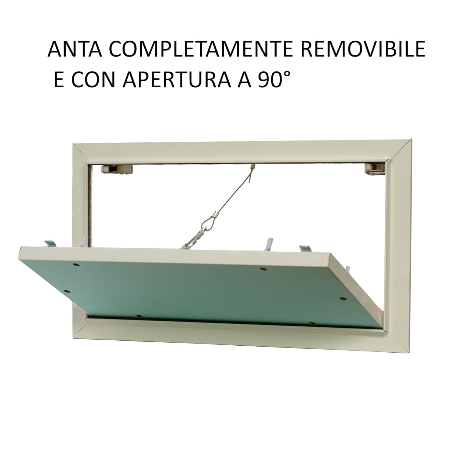 Porte Italiane, Botola di Ispezione in Cartongesso con Asole per Aerazione, Telaio in Alluminio, Chiusura Push Pull, Apertura Verso l'Esterno, Ideale per Pareti e Controsoffitti (140 x h. 80 cm)
