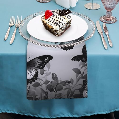 Servilletas de tela con mariposas negras y grises 6 pcs miniatura 4