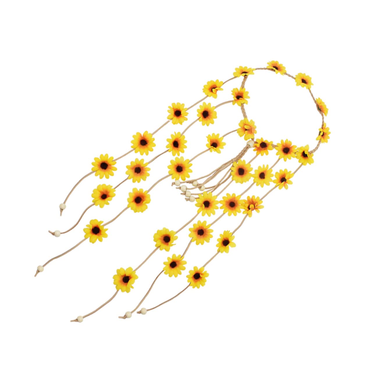 Bandeau Tournesol Fleuri en Tissu Jaune, Serrage-tête Décoratif