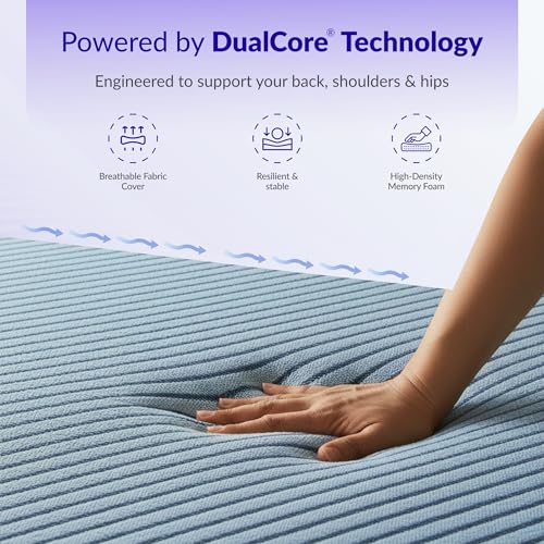 Image of SleepyHug OrthoSoft PRO Mattress Topper | Dual-Layer Memory Foam Comfort with Cooling Gel | Medium Soft Support | Anti-Skid /Elastic Strap Secure Fit | 72x60x2 Inches, Queen, Navy Blue