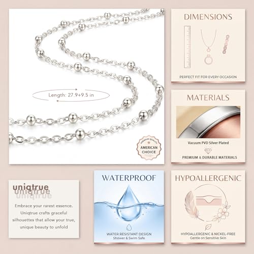 uniqtrue Silver Plated Waist Chain for Women, Belly Chain Belt Waterproof Layered Silver Waist Beads Chain Stomach Body Chain Beach Summer Bikini Fashion Sexy Jewelry Accessories Gift by uniqtrue - Used condition - Image 4