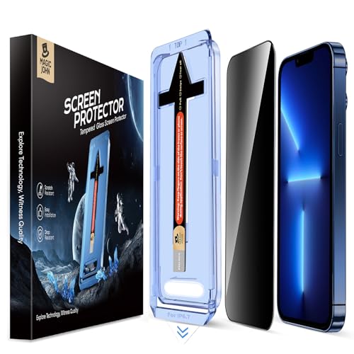 MAGIC JOHN 2 Pack for iPhone 13 Pro Max/iPhone 14 Plus 6.7 inch Privacy Glass Screen Protector Auto Dust-Elimination Installation Bubble Free Easy Installation