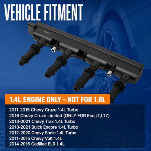 Image of STANDOUT UF669 Ignition Coil Pack for 2011-2015 Chevy Cruze 1.4L Turbo | Compatible with 2016 Chevy Cruze Limited 1.4L Turbo, 2013-2021 Chevy Trax 1.4L Turbo, 2013-2021 Buick Encore 1.4L Turbo