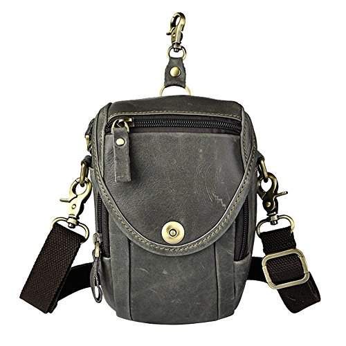 Genda 2Archer Mini Bolso de Cuero de la Cintura, Bolsillo Ganchos, Bolso de la Correa (Gris 2)