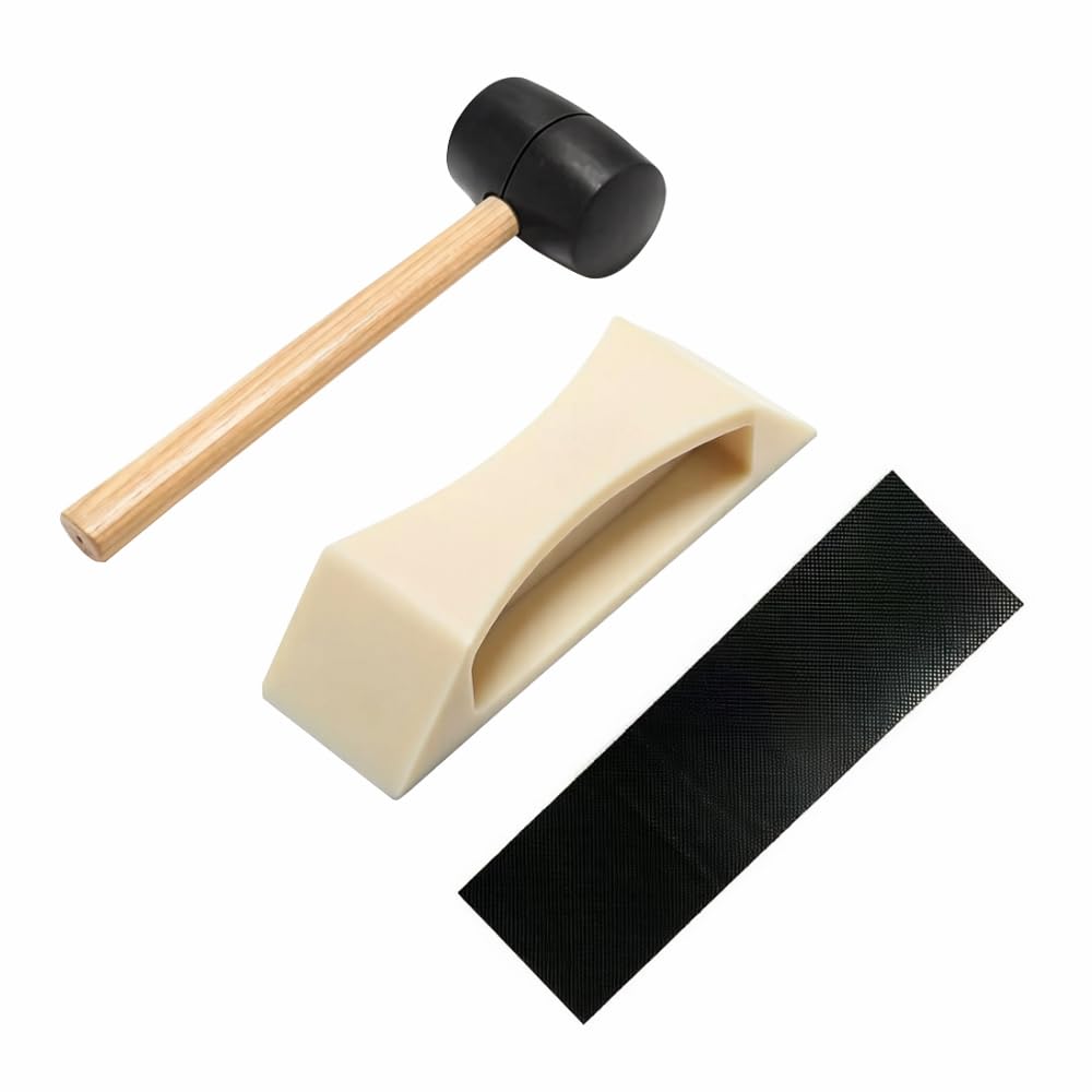 Juego de reparación de juntas con agarrador, martillo y almohadilla lavable, juego de reparación para suelos laminados, parqué, vinilo y parquet acabado (juego de 3 unidades)
