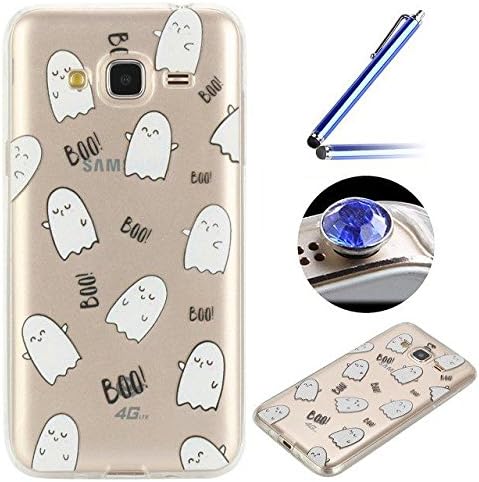 Galaxy J3 2016 Transparent Case,Samsung Galaxy J3 2016 Tpu Case,Etsue Cute Cartoon Expression Slim Fit Soft Gel Thin Crystal Clear Tpu Rubber Case Cover for Samsung Galaxy J3 2016+Blue Stylus Pen+Bling Glitter Diamond Dust Plug(Colors Random)-Cartoon Expression