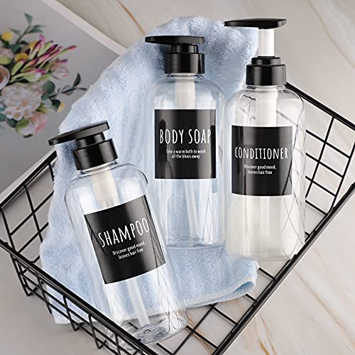 Image of Segbeauty 3pcs Refillable Shower Bottles, 500ml Each - Large Plastic Dispensers with Pump for Shampoo, Conditioner, Soap or Lotion