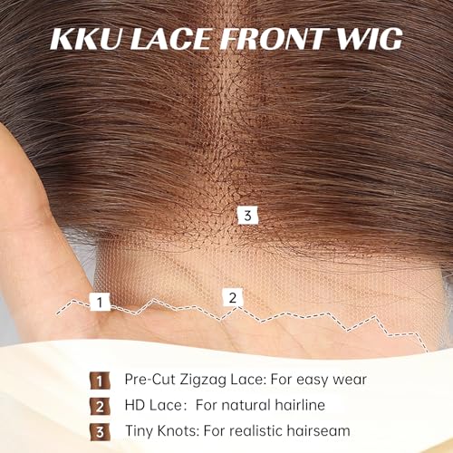 Image of KKU 16 Inch Human Hair Wigs for Women,5x5 Lace Front Wigs Human Hair,wigs for women (Chestnut Brown)