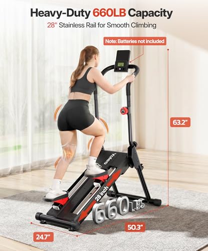 Image of YOLEO Magnetic Stair Stepper for Exercise at Home, 16-Level Adjustable Resistance Up to 130LB, Folding Cardio Stairmaster with 28''Extended Stride&Low Noise,Stair Climber with HR Sensor for Full Body