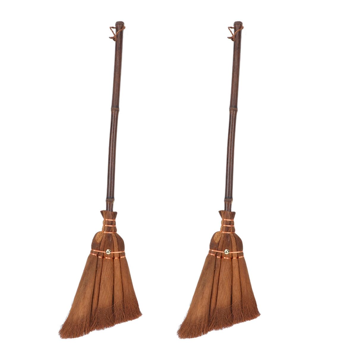 Luxshiny Set 2 Pezzi Scopa in Paglia Naturale con Manico in Legno, Pratica e Versatile per Pulizia Interna e Cucina, per Piccoli