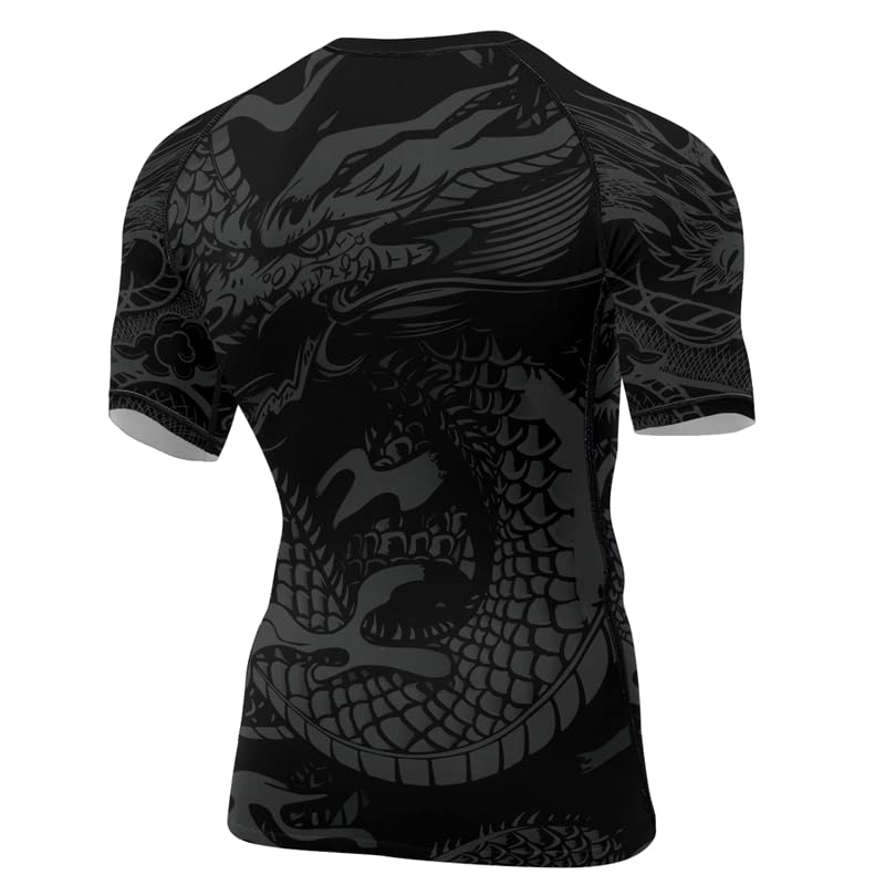 Dragon Men’s Short Sleeve Compression Shirt Workout Running Cool Dry Base Layer Active Rash Guard3