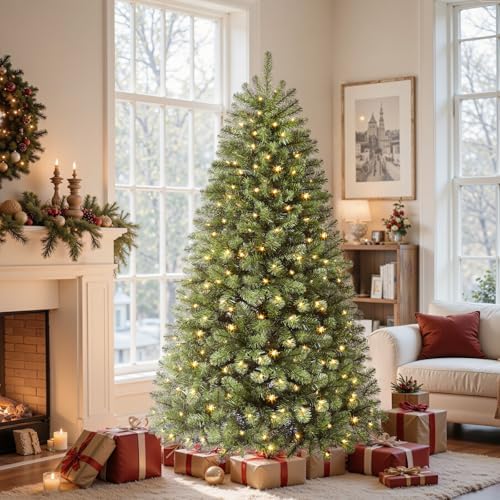 Alupssuc 6ft Artificial Hinged Prelit Christmas Tree with 270 Pre...
