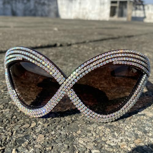Oversized Bling Diamond Cat Eye Sunglasses for Women Fashion Crystal Rhinestone Cute Party Decorations Sun Glasses3