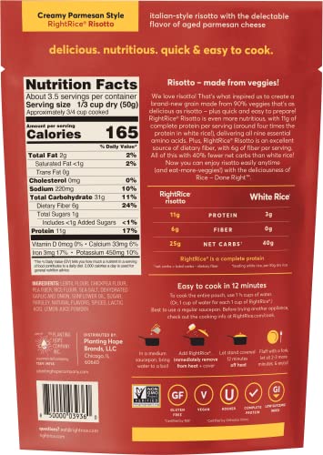 Rightrice Risotto - Creamy Parmesan Style (6Oz. Pack Of 6) - Made From Vegetables - High Protein, Vegan, Non-Gmo, Gluten Free #TOP1