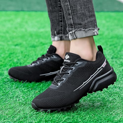 Image of Men's Trail Running Shoes Lightweight Breathable Walking Hiking Sneakers Outdoor Athletic Tennis Cross Training Shoes