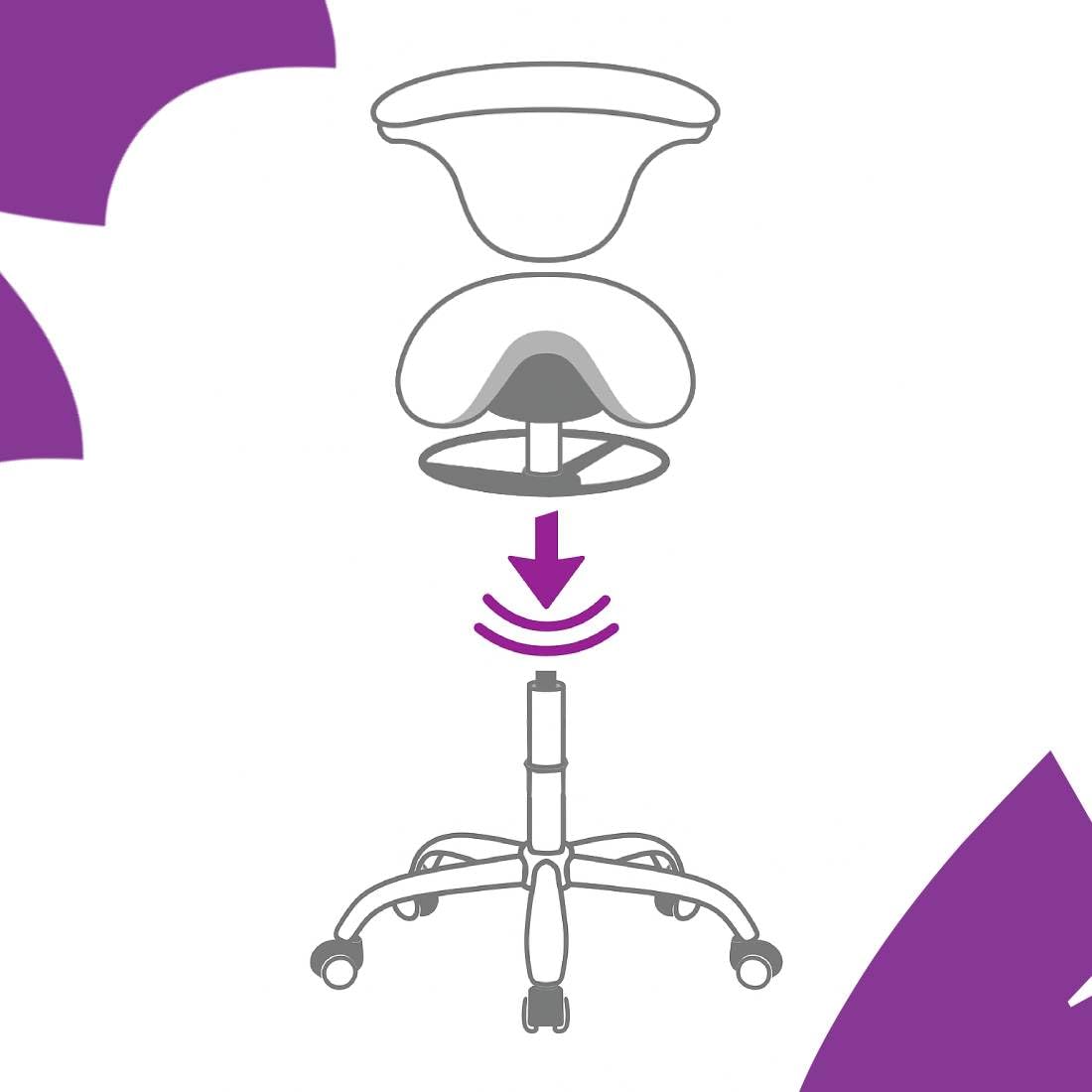 Spacetronik Tabouret de Selle Ergonomique avec Dossier Réglable – Siège Pivotant à 360° Indépendant – Hauteur Réglable 49–58 cm – Tabouret Professionnel à roulettes pour Bureau, Salon, Spa (Blanc)