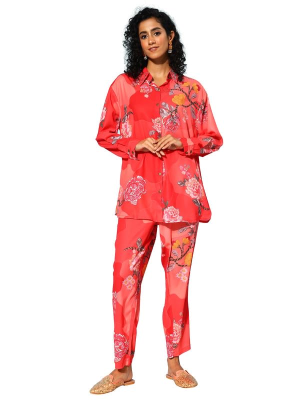 Runway DreamsWomen's Printed Silk Blend Co-Ord Set | Two Piece Dress | Outdoor Wear (23SEP822)