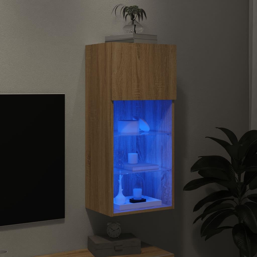 Szafka pod telewizor z lampkami LED sonoma dąb, 40,5 x 30 x 90 cm