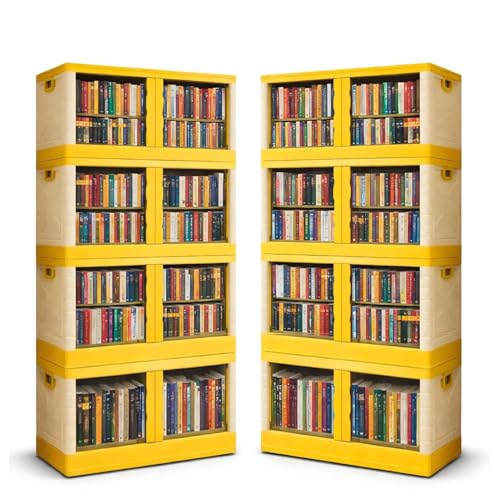 Image of DecoLogy Multipurpose Bookshelf Organiser Rack for Living Room, Kitchen, Bedroom, Office (Cupboard 2 Door : Orange, 4PCS)