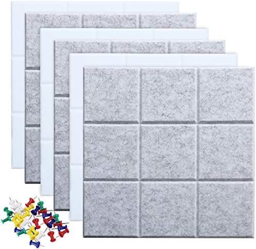 Uoisaiko Large 11.8"x11.8" Felt Board Tiles for Wall with 30 Push Pins, Pack of 6 Pin Board Notice Boards for Home Office Kitchen, Bulletin Board Wall Tiles for Photos Memos