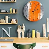 Orange Wall Clock Abstract Painting Wall Clock 12' Silent Non-Ticking Quartz Battery Operated Wall Clock Orange Living Room Decor Clock, Easy to Read Clock for Bedroom Decor Office Decor Kitchen Decor