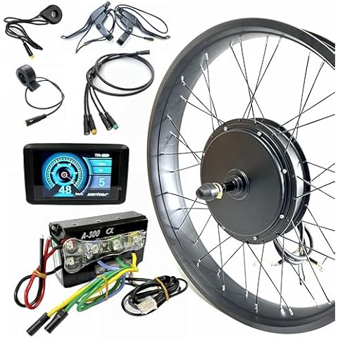 SZWEDI 72V3000W 26x4.0 inch Electic Bicycle Conversion Kit Rear Drive Fat Bike Hub Motor Kit for TFT Color Display Cover