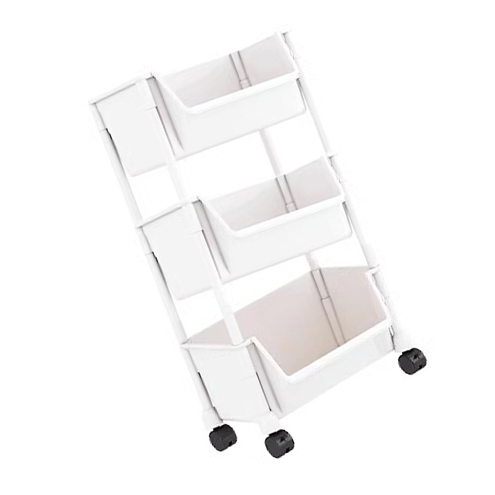 carotoe Multilayered Slimline Mobile Shelving Unit Unique Slimline Storage Shelves with Easy Casters and Hanging Hooks Multi Layer Shelf