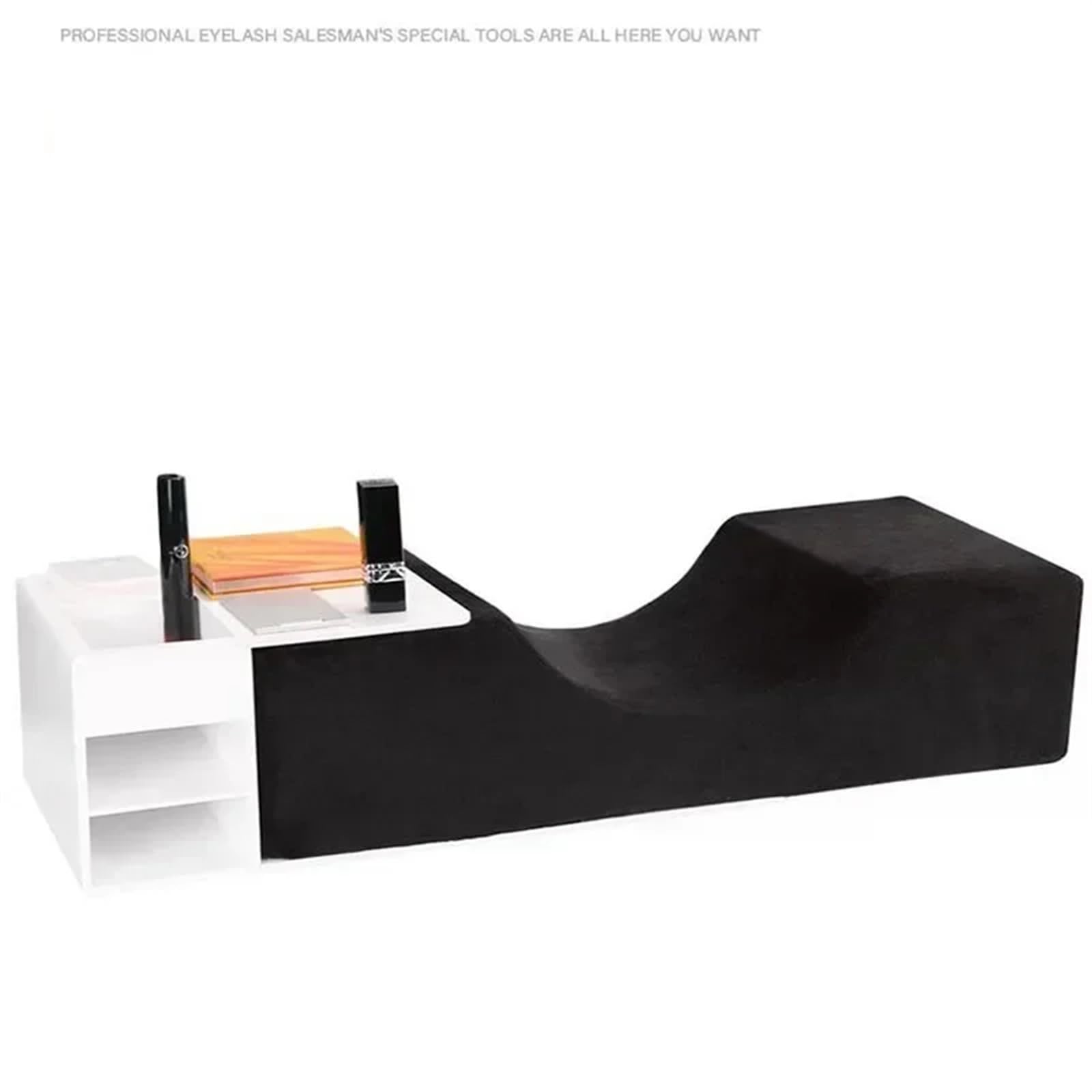 Amagogo Cuscino Memory Foam Per Extension Ciglia - Supporto Per Collo E Schiena Con Federa In Velluto - 57x32x11 Cm - Nero - 6