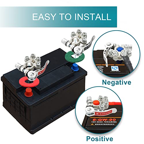 2PCS Battery Terminal Connectors, 4 Way Quick Release