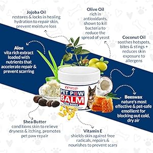Natrulo Pet Paw Balm for Dog – Natural Healing Ointment for Itchy Paws, Grooming, Allergy Relief, Repair, Pad Protection – Soothing Unscented Shea Butter Moisturizer for Itching, Dryness, Licking 2oz