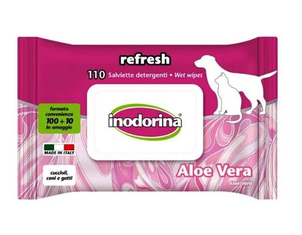 Salviette detergenti INODORINA per Cane e Gatto alla Aloe Vera. 3 Buste da 110 Pezzi Cadauno