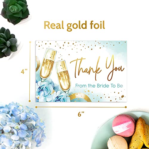 T Marie 48 Gold Foil Bridal Shower Thank You Cards With Envelopes And Stickers - Elegant Floral Wedding Shower Thank You Cards Boxed Set - Blank 4X6” Bulk Pack Notecards From The Bride To Be #TOP3