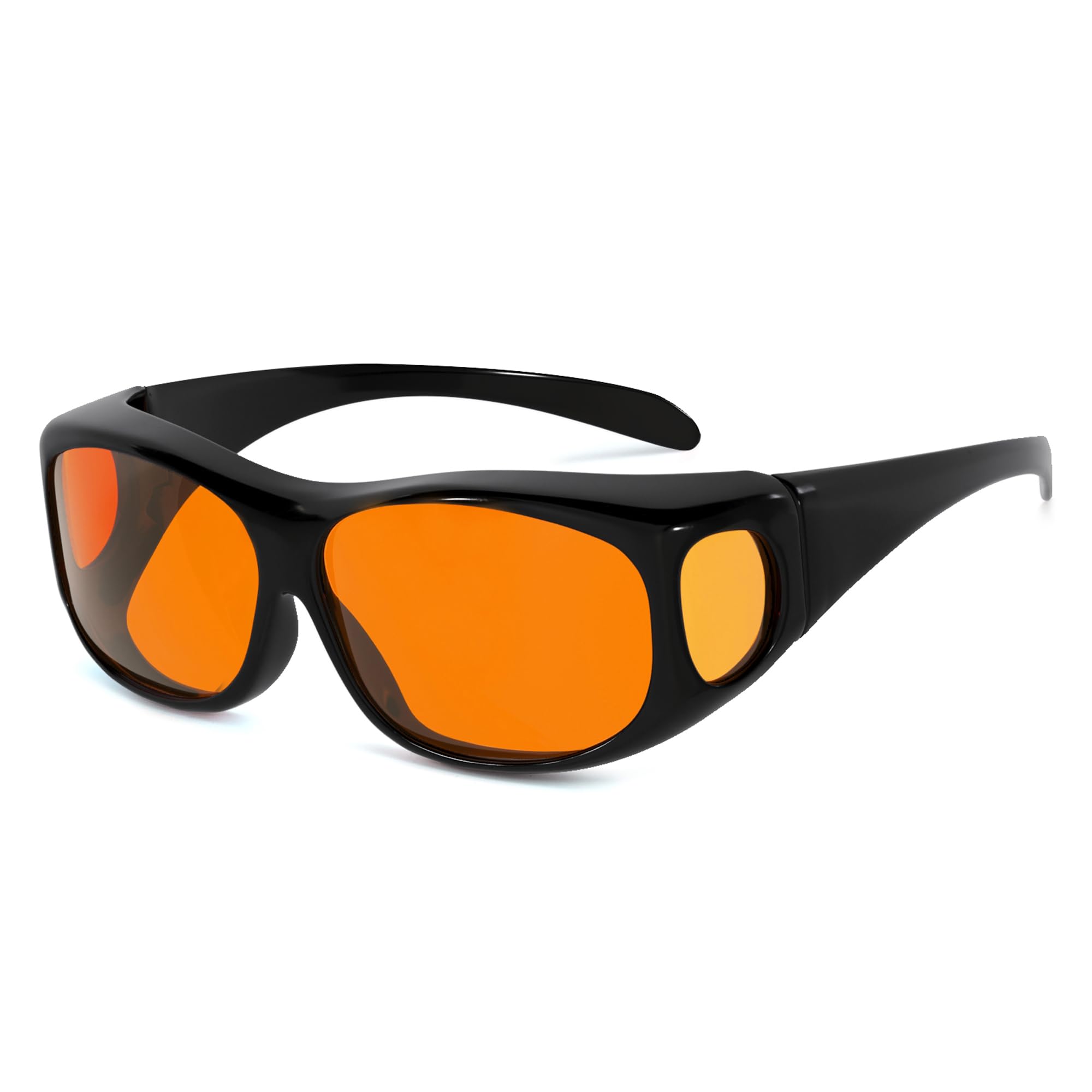 Eyekepper 100% Blue Light Reduction,Huge Fitover Anti-Blue Blocking Computer Eyeglasses with Extra Amber Lenses, Black