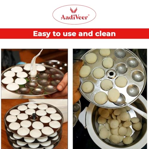 Image of Stainless Steel Mini Idli Maker | Mini Idli Stand | Small Idli Maker With Rod and Lifter (2 Plates - 36 Idlies) Fits in all Idli cooker