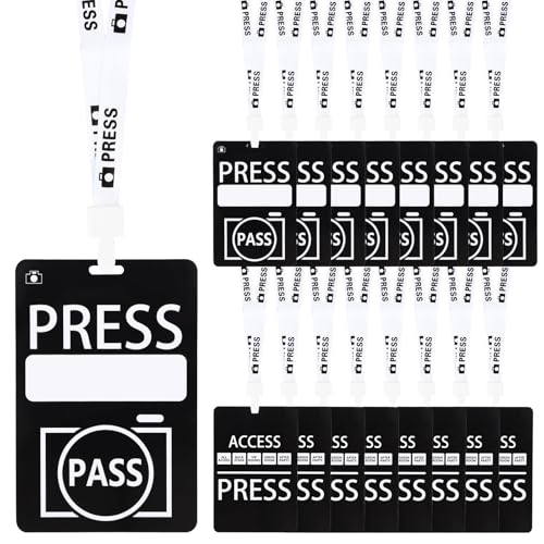 30 Sets PVC Press Pass Lanyard Press Badge VIP Badge