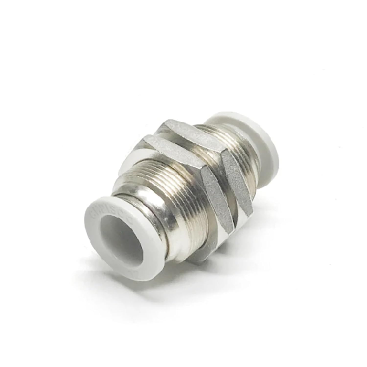 White Cap Press-Fit 4/6/8/10/12/14mm OD Tube Pneumatic Bulkhead Nickel Plated Brass Push in Connector Quick Release Air Fitting(16mm)