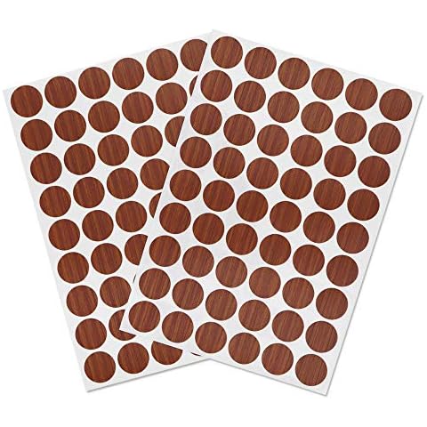 VictorsHome Self-Adhesive Screw Hole Stickers PVC Cover Caps Dustproof for Wooden Furniture Cabinet 21mm 2 Sheets/108 Pcs Red Walnut Cover